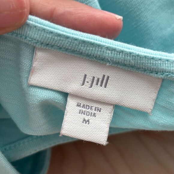J Jill Dress Ruffle Hem Pockets Breathable Lightweight Cotton Aqua Medium C162 - Picture 7 of 10
